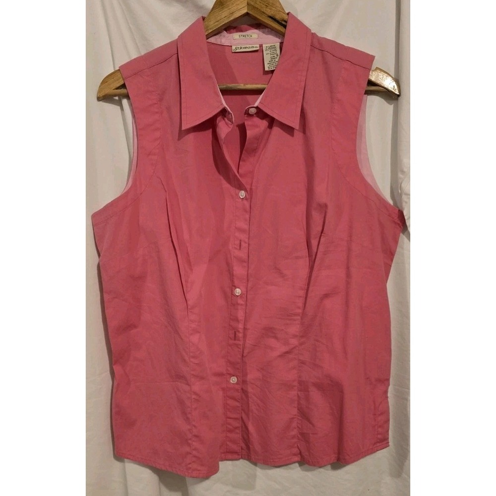 St. John's Bay Sleeveless Button Up‎ Top Pink  Women's Shirt Size XL